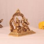 Pure Brass Lord Ganesha & Lakshmi Combined Idol | 5.5" x 6" x 2.7" Divine Murti | 1.8 kg Temple Art | United Deities Sculpture | Sacred Gift | Jaipurio